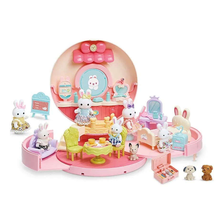 Mochilinha Donut Casinha Feliz Bolsinha Coelhinhos Realista Cenário Completo Zoop Toys Infantil