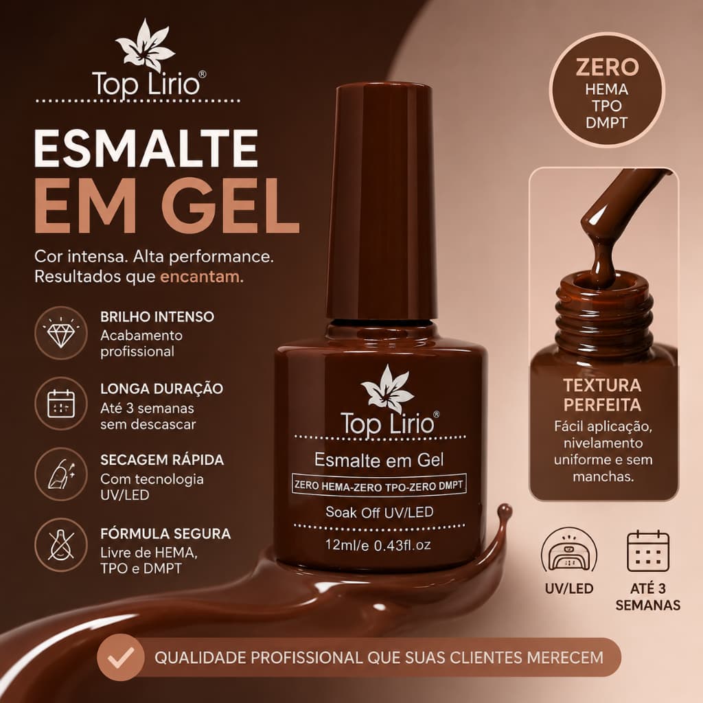 Esmalte em Gel lirio xd/k&s LED UV soak-off 12ml unhas Manicure