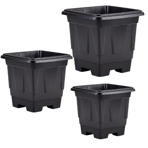 Kit 3 Vasos Quadrados Decoração Jardim Horta Flores 30L 17L 9L