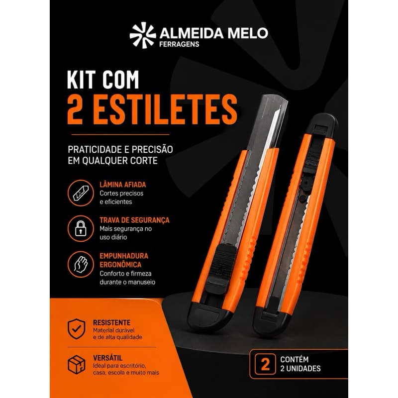 Estilete Profissional Bestfer BFH3700 Lâmina 18mm Aço Carbono SK5