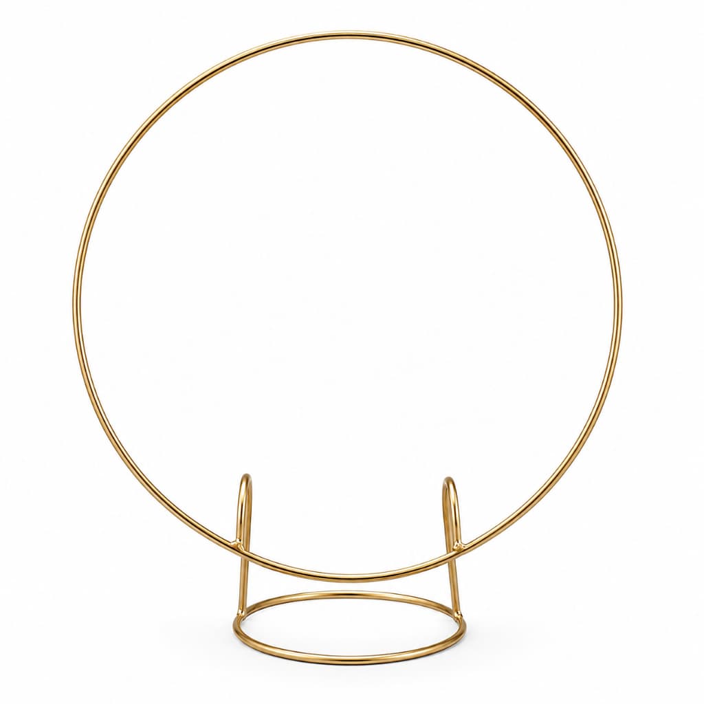 Mini Arco de Mesa Redondo 60x50 Em Ferro Dourado para Decoração de Festas e Pegue E Monte