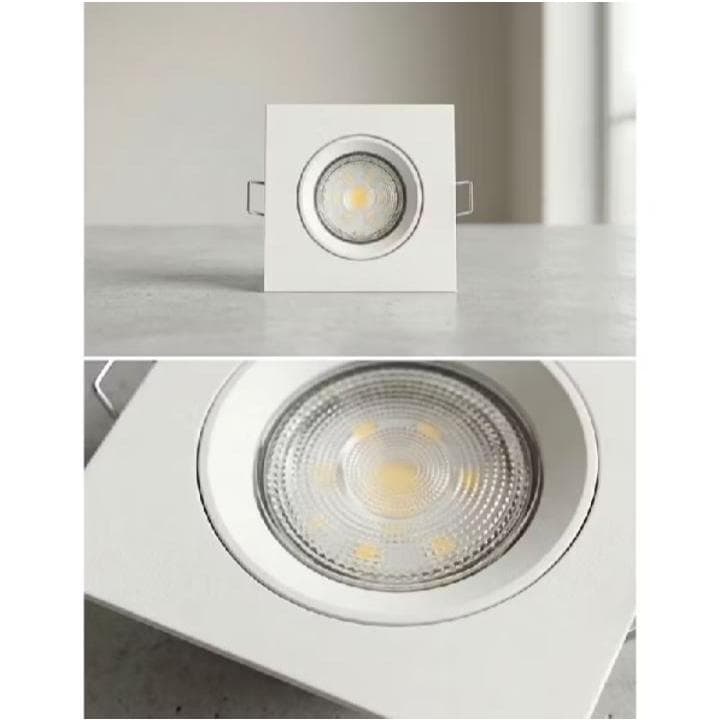 Kit 5 Spot Led Smd 7w Dicróica Direcionável Quadrado Cor Branco Quente