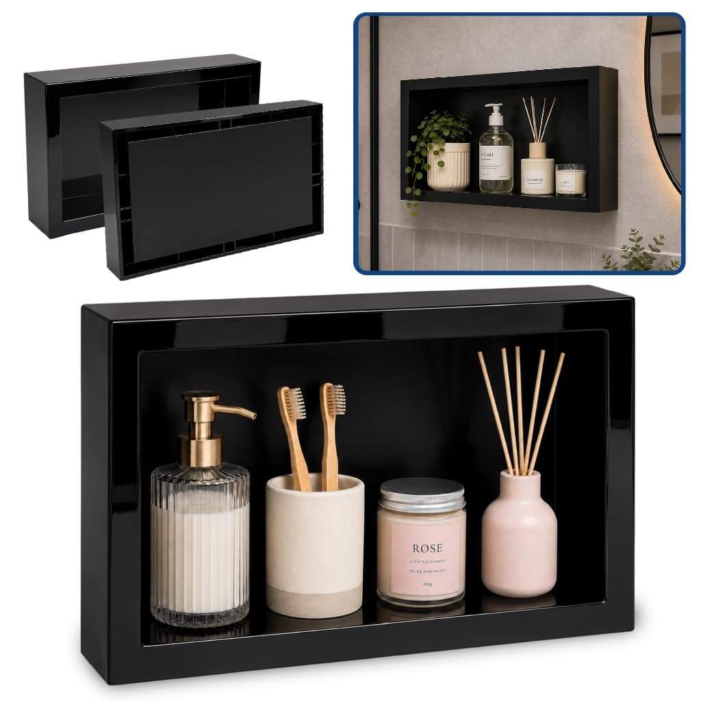 Nicho de Parede 28x40 Organizador para Banheiro Sobrepor Moderno Acabamento Gloss Alto Brilho