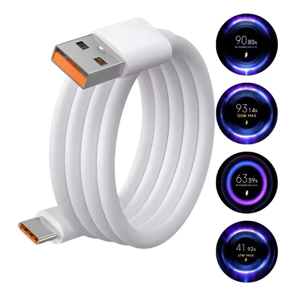 Cabo Turbo 120w 67w 6a Compatível Com Todos Aparelhos Xiaomi