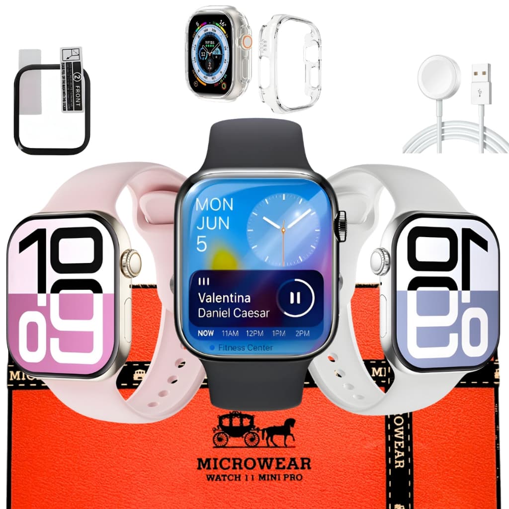 Smartwatch Microwear W11 Mini Pro Relógio Inteligente Responde Whatss Memória 1GB Chamadas Bluetooth GPS NFC Tela 42mm