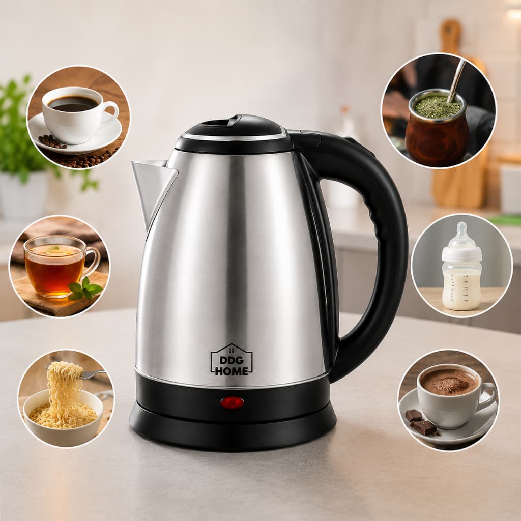 Chaleira Elétrica 1,8 Litros 220V 1500W Inox Jarra Fervedor de Água com Base
