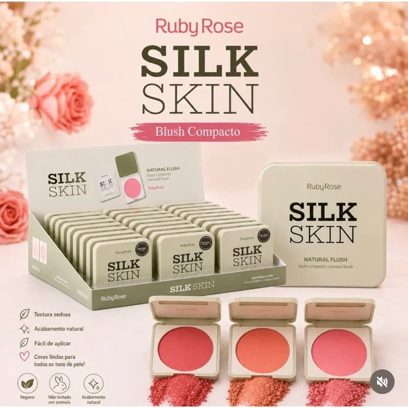Blush Compacto Silk Skin Ruby Rose - Natural Flush: Textura Aveludada e Suave