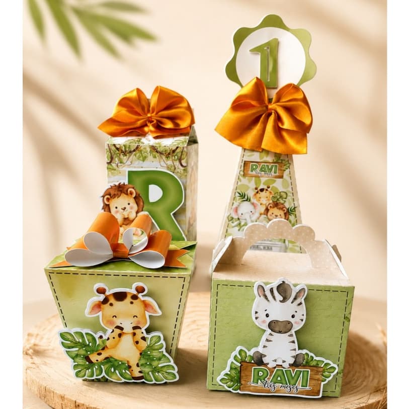 PEGUE E MONTE - Kit Festa Safari - Caixinhas Personalizadas Safari - FAZEMOS TODOS OS TEMAS