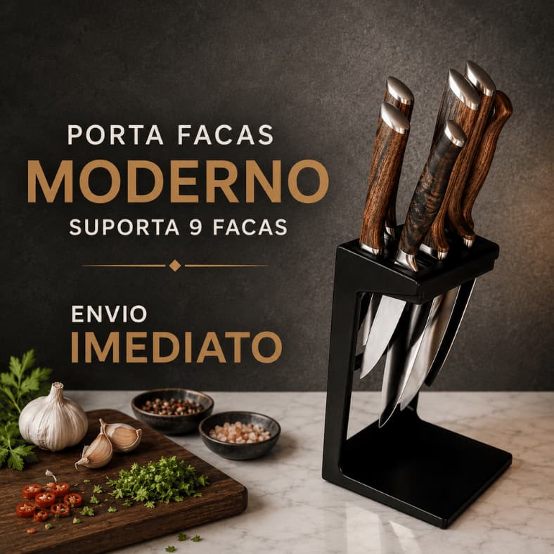 Porta Facas bancada Moderno | Suporte para 9 Facas | Organizador de Bancada preto | branco Cozinha Gourmet