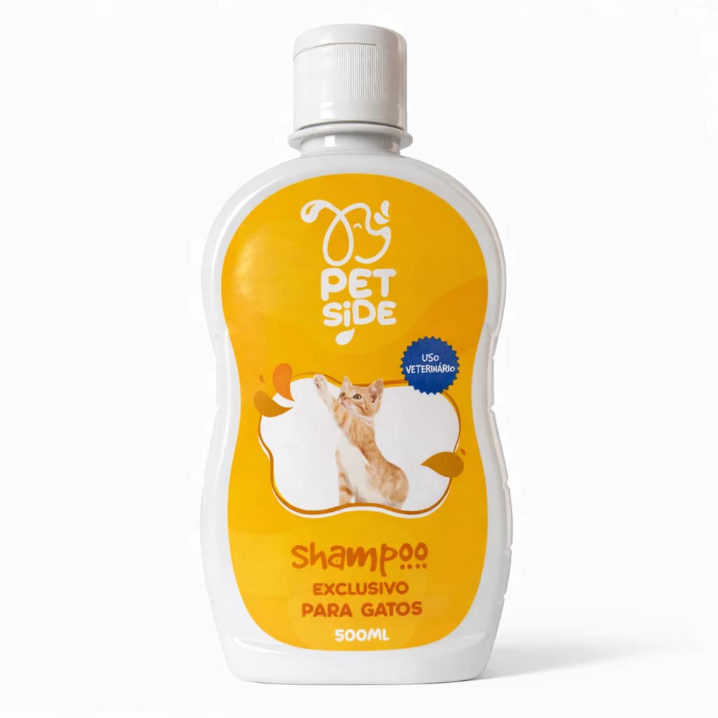 Shampoo para Gatos Pet Side 500ml Higiene e Cuidado da Pelagem Felina