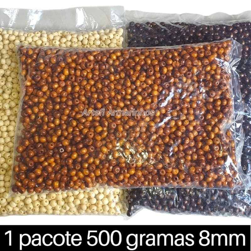 bolinha de madeira para terço 8mm 500 gramas