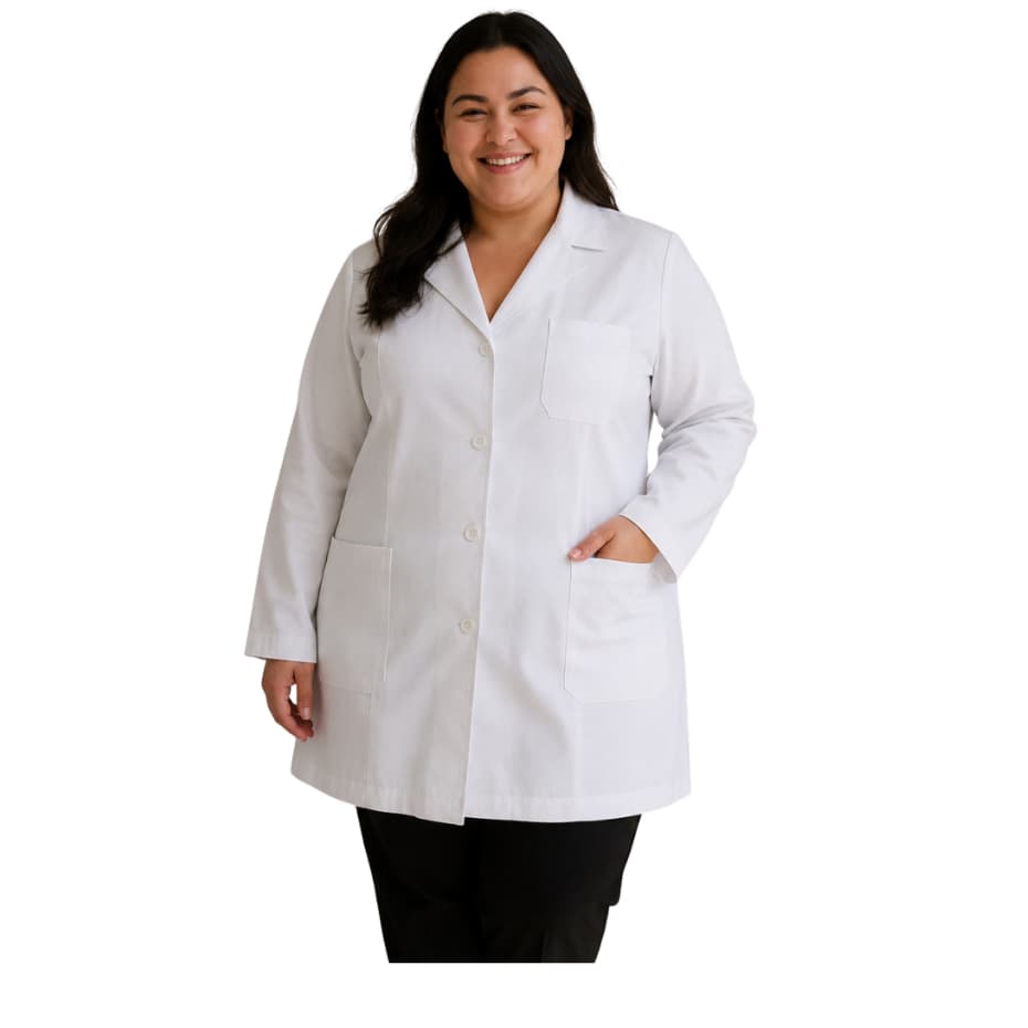 Jaleco De Botão Plus Size Feminino Branco Dentista Médica Professora Fantasia Enfermeira