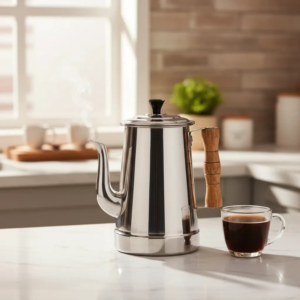 Bule Extra de Alumínio 2 litros com Cabo e Puxador de Madeira multiuso Chá ,Café, e leite