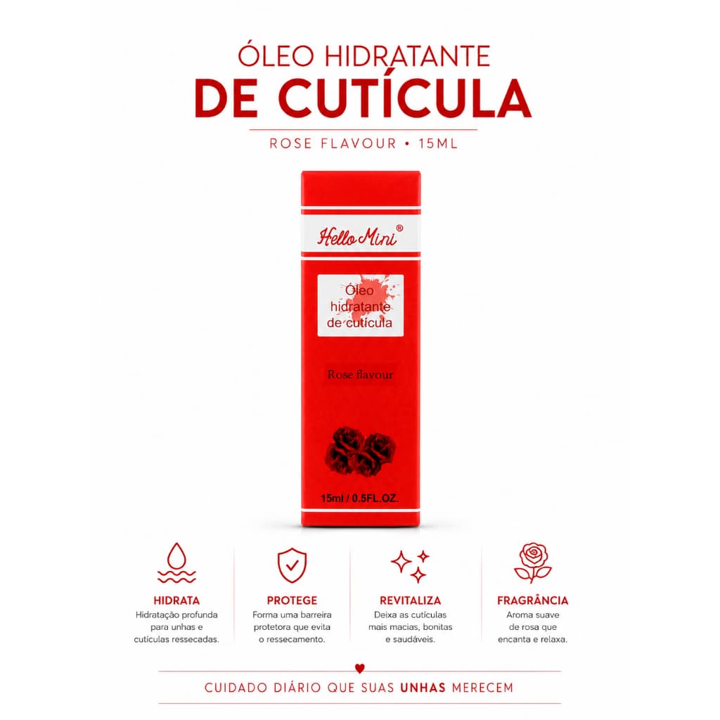 Óleo Hidratante de Cutículas com Colágeno Hello Mini Óleo para Unhas Tratamento Cutículas 15ml