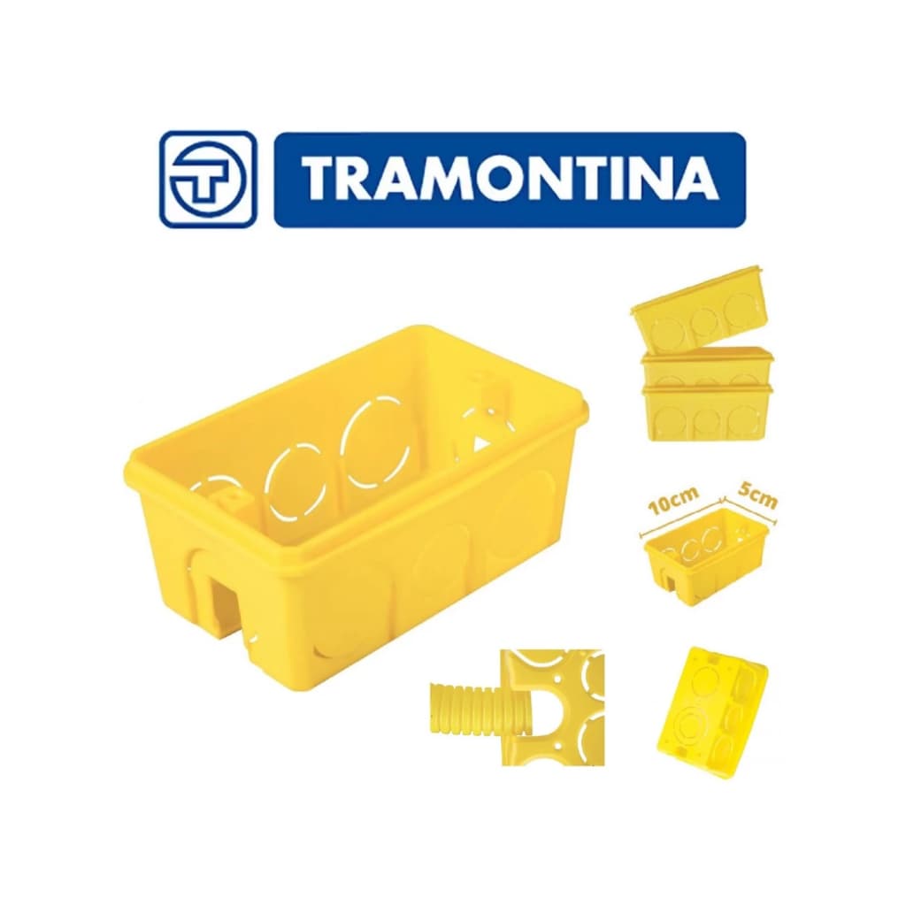 Caixa Luz Embutir 4x2 Tramontina Plástico Amarela