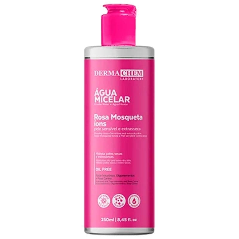 Água Micelar Rosa Mosqueta Íons DermaChem 250ml - Limpa, Hidrata e Renova