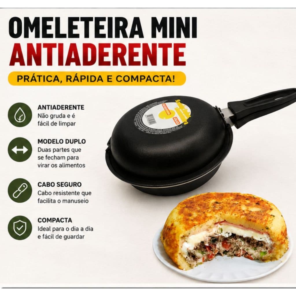 Omeleteira Mini Antiaderente 14cm Dupla para Omelete Tapioca Lanches