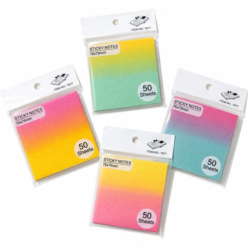 Sticky Notes (post it)  com Glitter m– 50 Folhas | Bloco Adesivo Degradê Colorido para Anotações