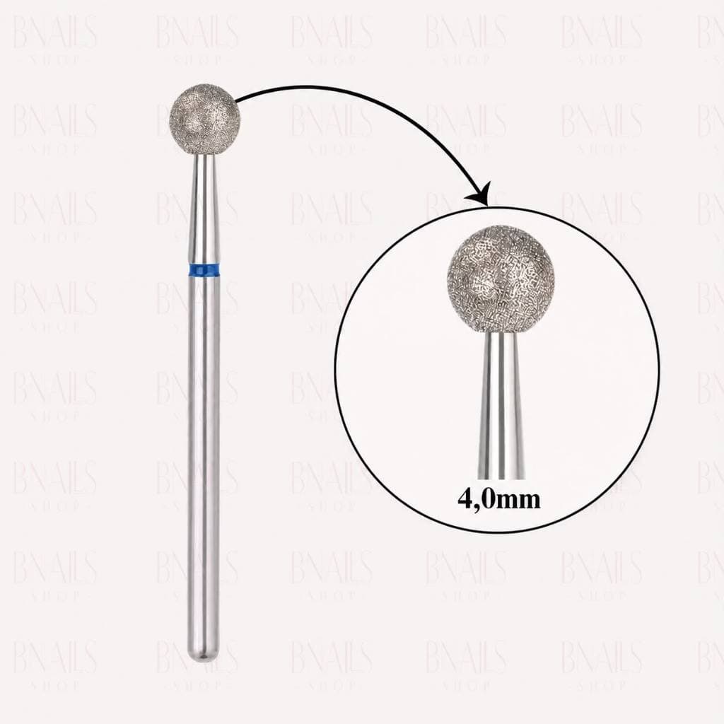 Broca Diamantada Esférica Azul 2mm e 4mm Cutícula Russa Unhas Alongamento Bolinha