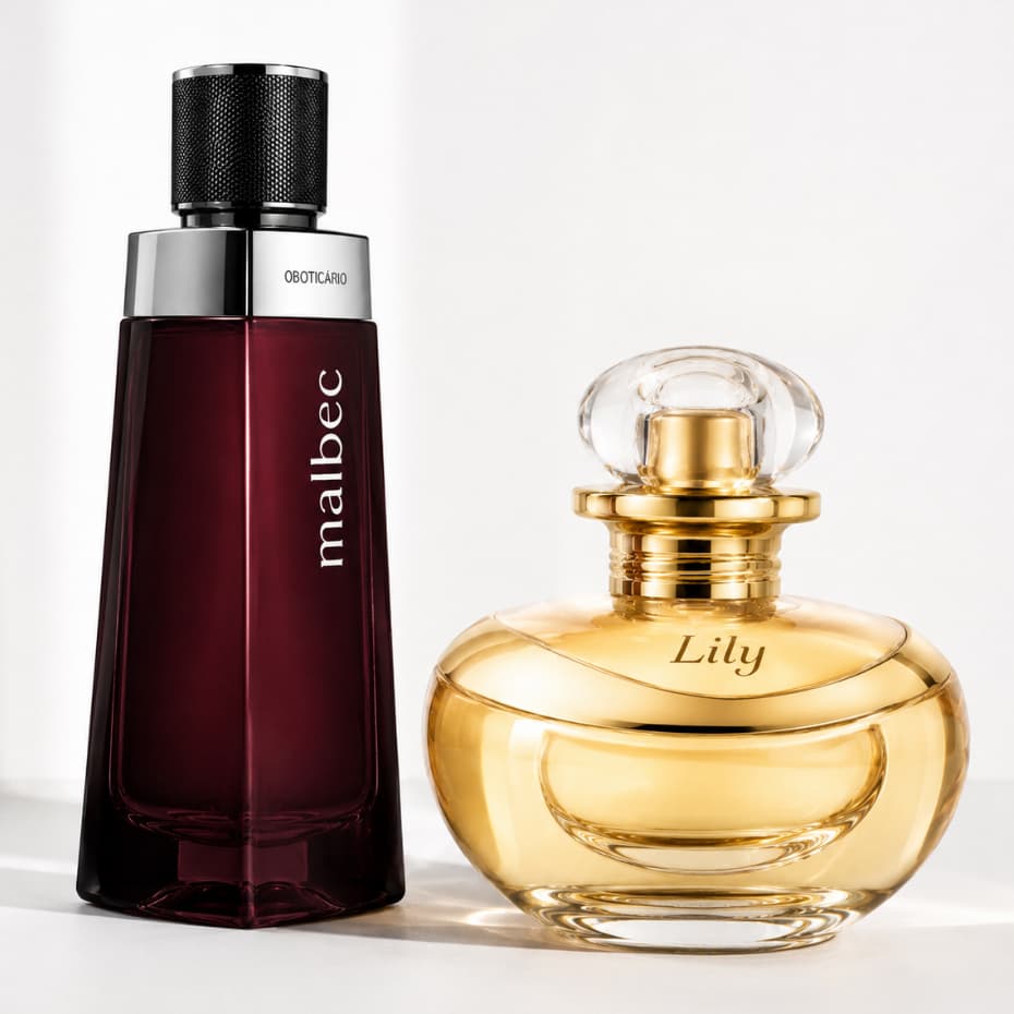 Perfumes Masculino e Feminino Kit 2 Importados Malbec e Lily Luxo Presente Casal Elegante