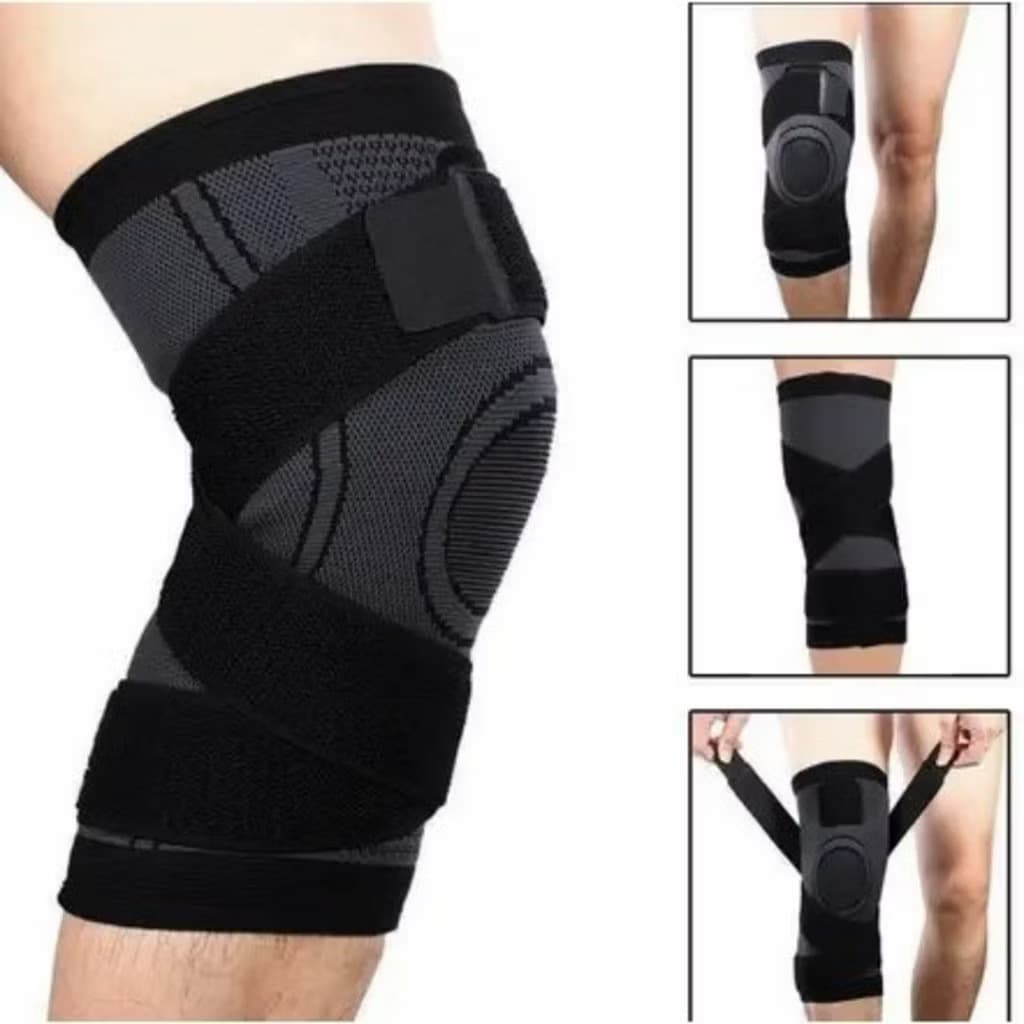 Kit 2 Joelheira Esportiva com Compressão Ajustável Suporte para Joelho Academia Corrida Fitness