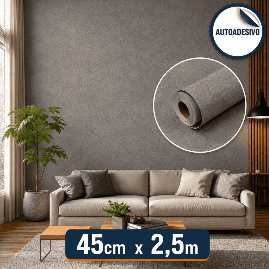 Papel De Parede Adesivo Cimento Queimado 2,5m Decoração Parede