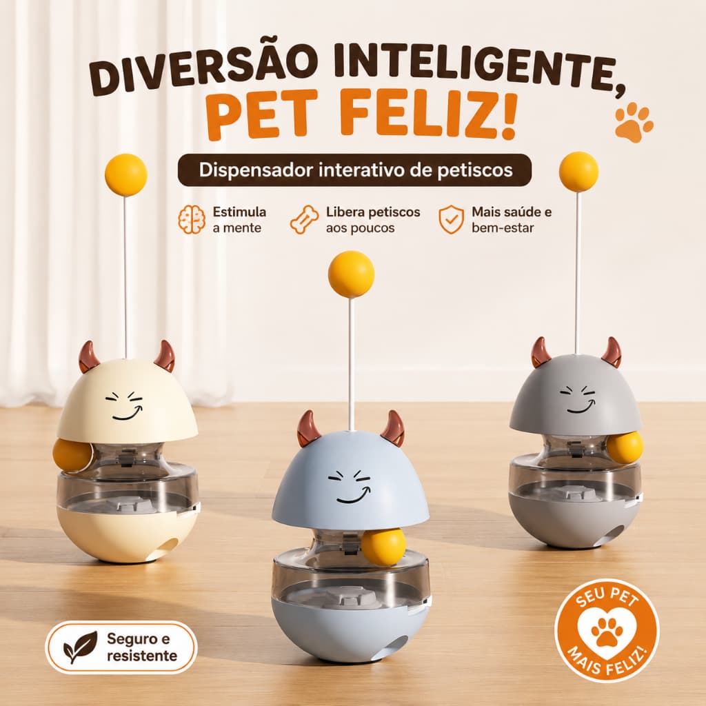 Brinquedo Interativo para Gatos com Dispenser de Petiscos Inteligente | Bola Suspensa Antiestresse