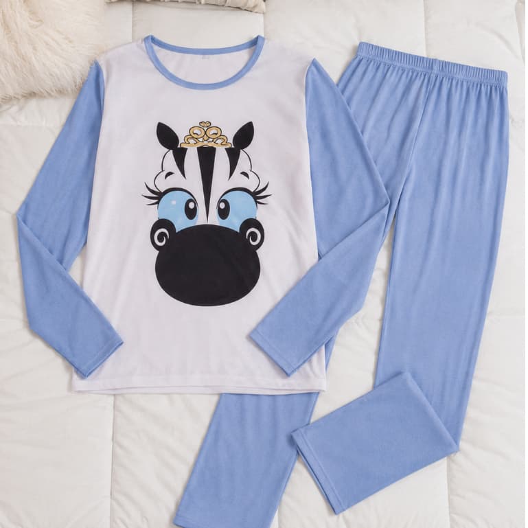 Pijama LONGO Feminino ESTAMPADO Inverno Quente Confortável Macio Elegant Manga Longa Frio Promoção