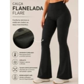 Calça Flare Bailarina Flanelada Quentinha Térmica Antifrio Em Suplex Forrada Peluciada