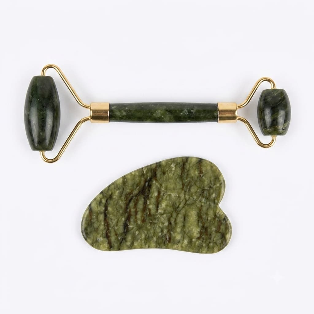 Massageador Facial Roller E Gua Sha Pedra Natural Rotina Skin Care Anti Rugas