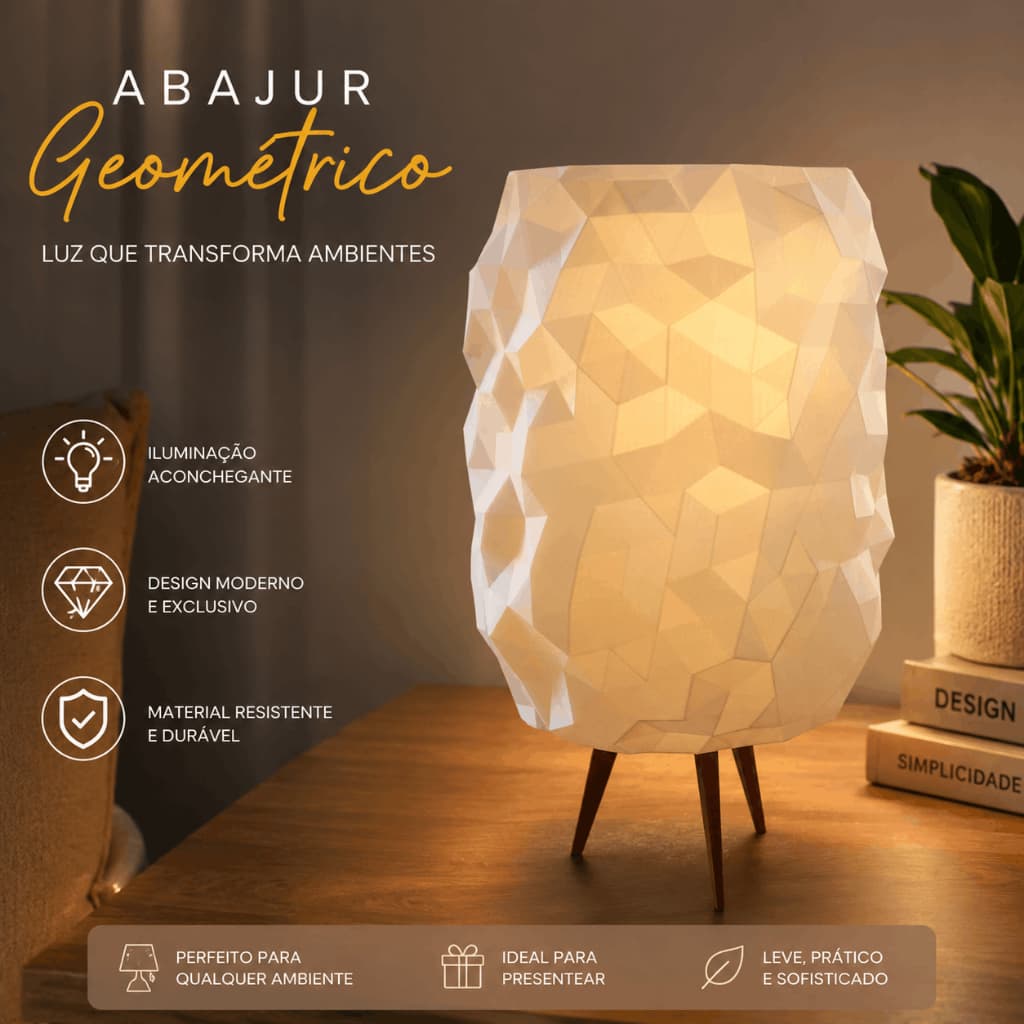 Luminária Abajur Decorativo LED 3D Ondulado Moderna Luz Suave Quarto Sala Bivolt Mesa de Cabeceira