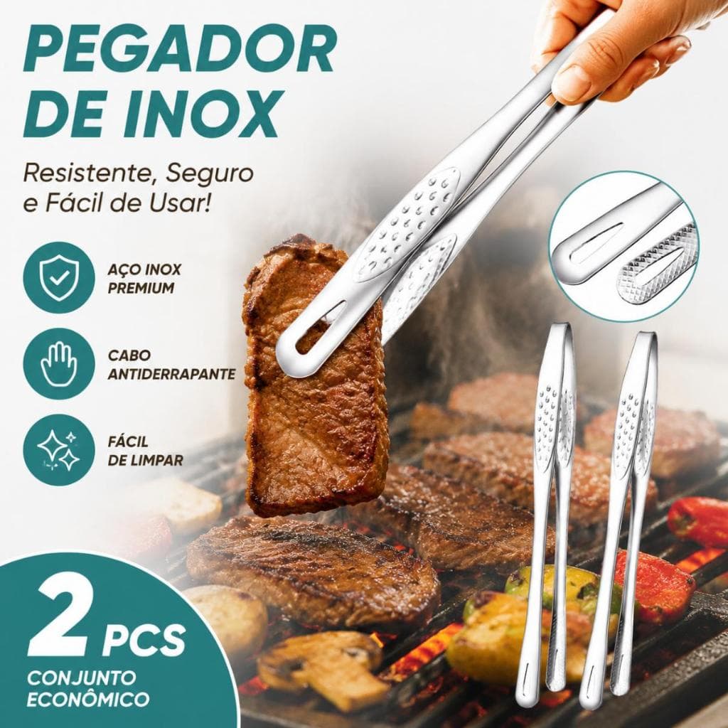 Kit 2  Stainless Steel Barbecue Kitchen Tongs Meat Food Clip Barbecue Tools