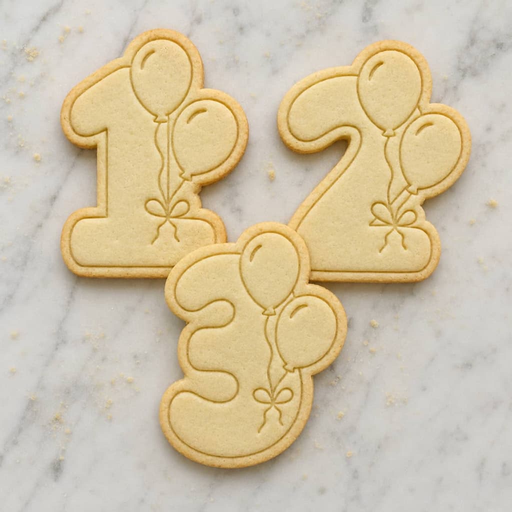 Kit Cortador de Biscoito com Carimbo Números 1 2 3 Aniversário 3 Peças 7 cm