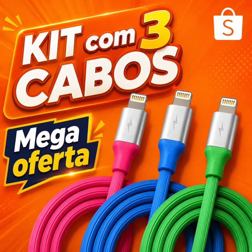 Cabo Lightning iPhone 1M Reforçado Carregamento Turbo iPhone 6 7 8 X 11 12 13 14