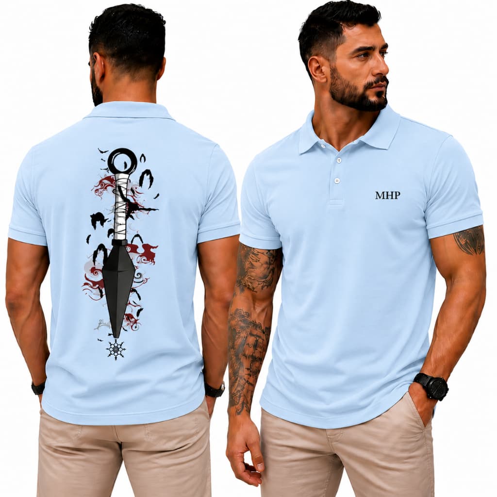 Camisa Polo Mhp Masculina Arte Anime Estampado Camiseta Casual