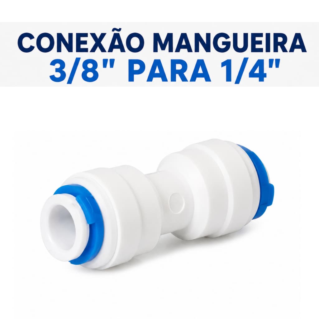 Conexão Reta de Mangueiras 3/8" para 1/4" Engate Rápido Adaptador Junção Redutora Purificador