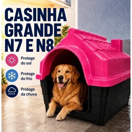 Casinha Plástica Cachorro N7 e N8 Porte Médio Casa Pet Resistente Proteção Raios UV