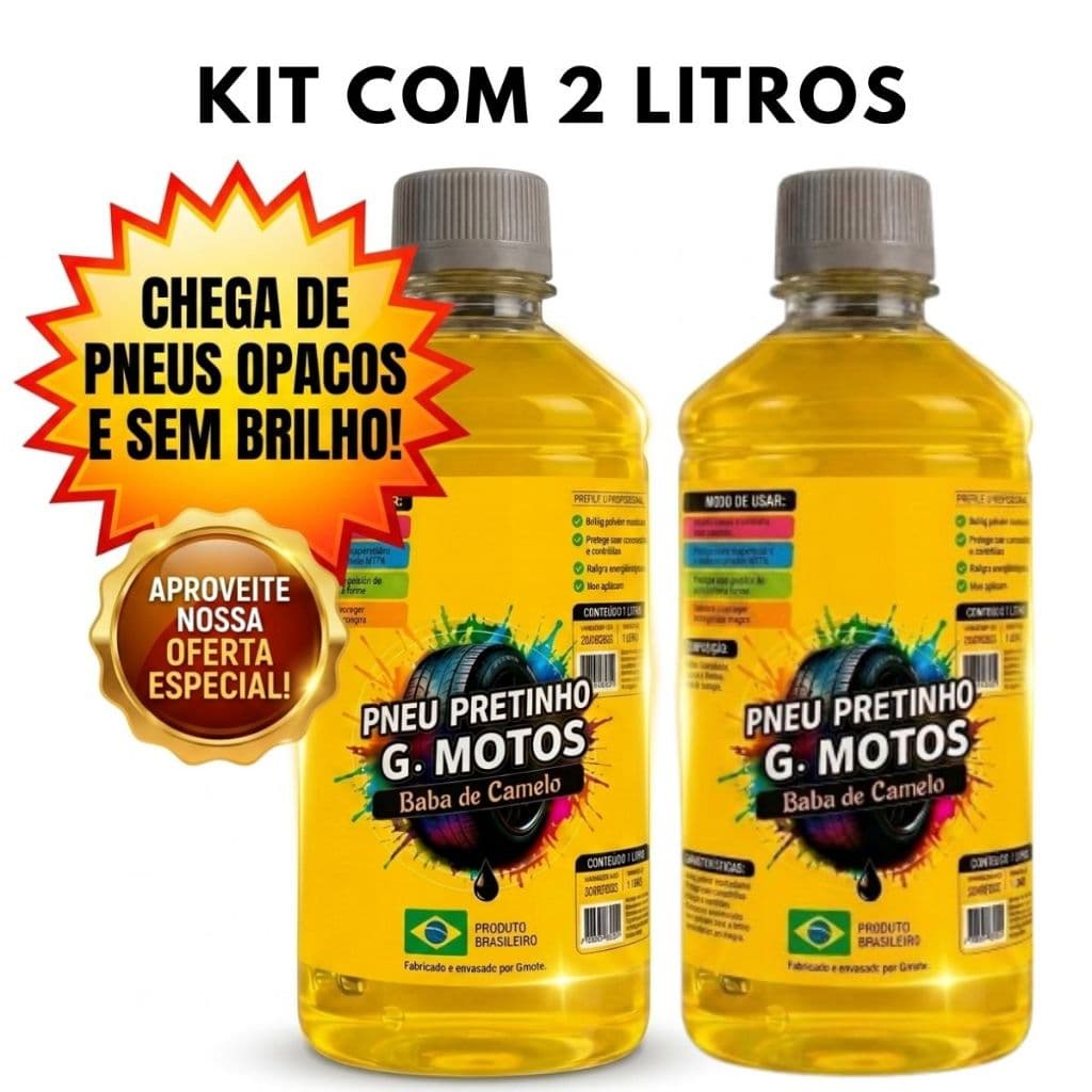 Kit 2 Pretinho Baba de Camelo Automotivo Concentrado 1 LITRO EFEITO BRILHO MOLHADO