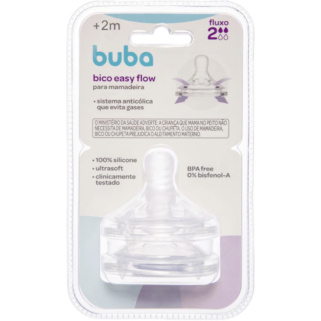 Bico para Mamadeira Easy Flow - Fluxo 02 -  bico mamadeira Buba - bico de mamadeira silicone - Buba
