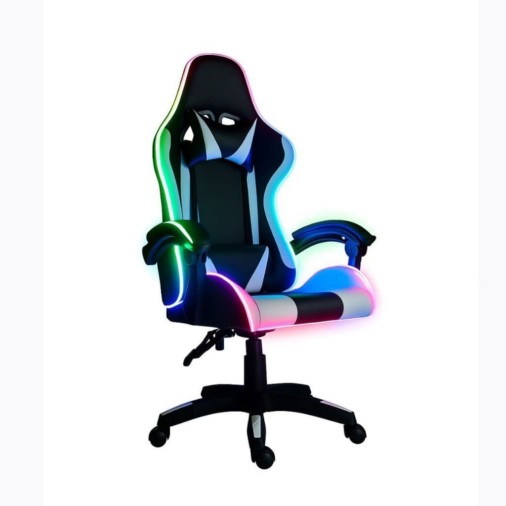Cadeira Gamer Branca LED RGB Reclinável Ergonômica Confortável
