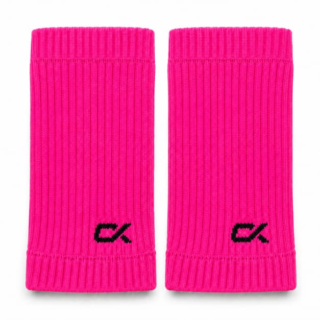 Munhequeira Canelada Rosa Neon Corrida Academia Fitness Absorve Suor Feminina