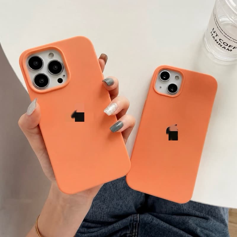 Capinha Case Silicone cor LARANJA Aveludada Para iPhone 11 12 13 14 15 16 16Promax 17 17Promax