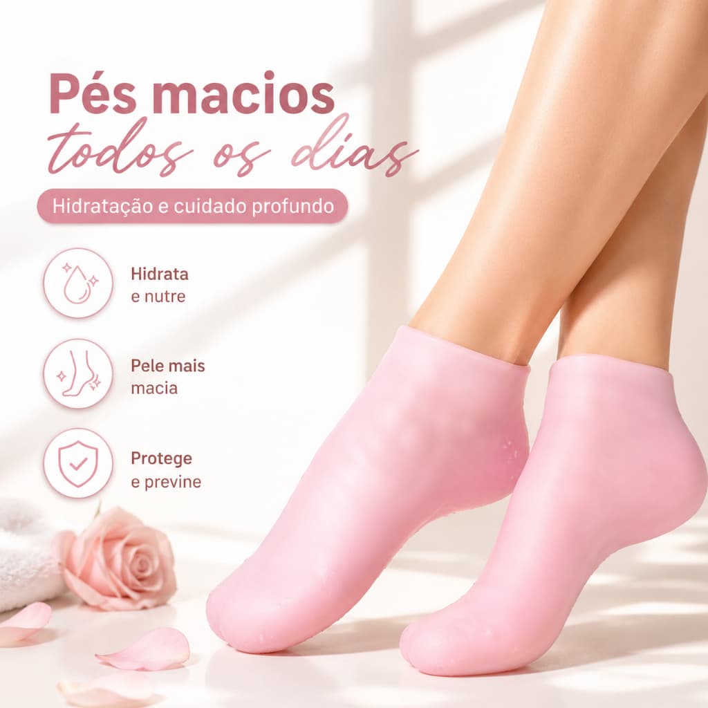 Meia De Silicone Para Hidratação Dos Pés Gel Spa Calcanhar Macio Reutilizável 2 Pares