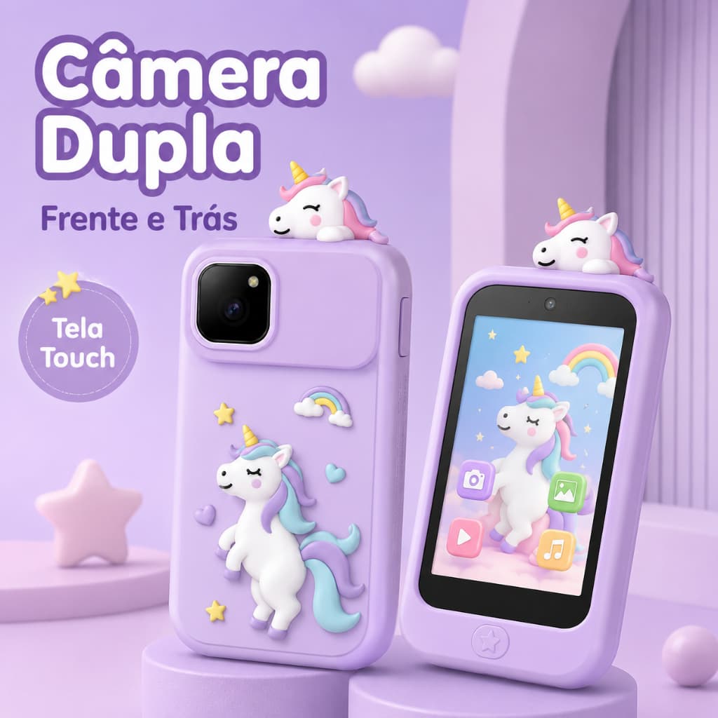 Celular Infantil Câmera Digital Criança Com Jogos Música Fotos Para Cartão MicroSD 32gb 20Idiomas