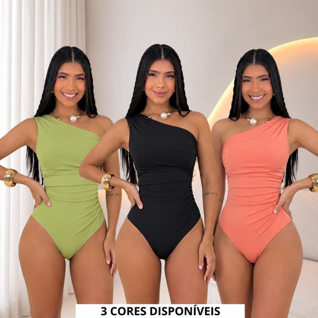 Body Feminino Mula Manca Drapeado Suplex Cores Lisas Bory Blogueira
