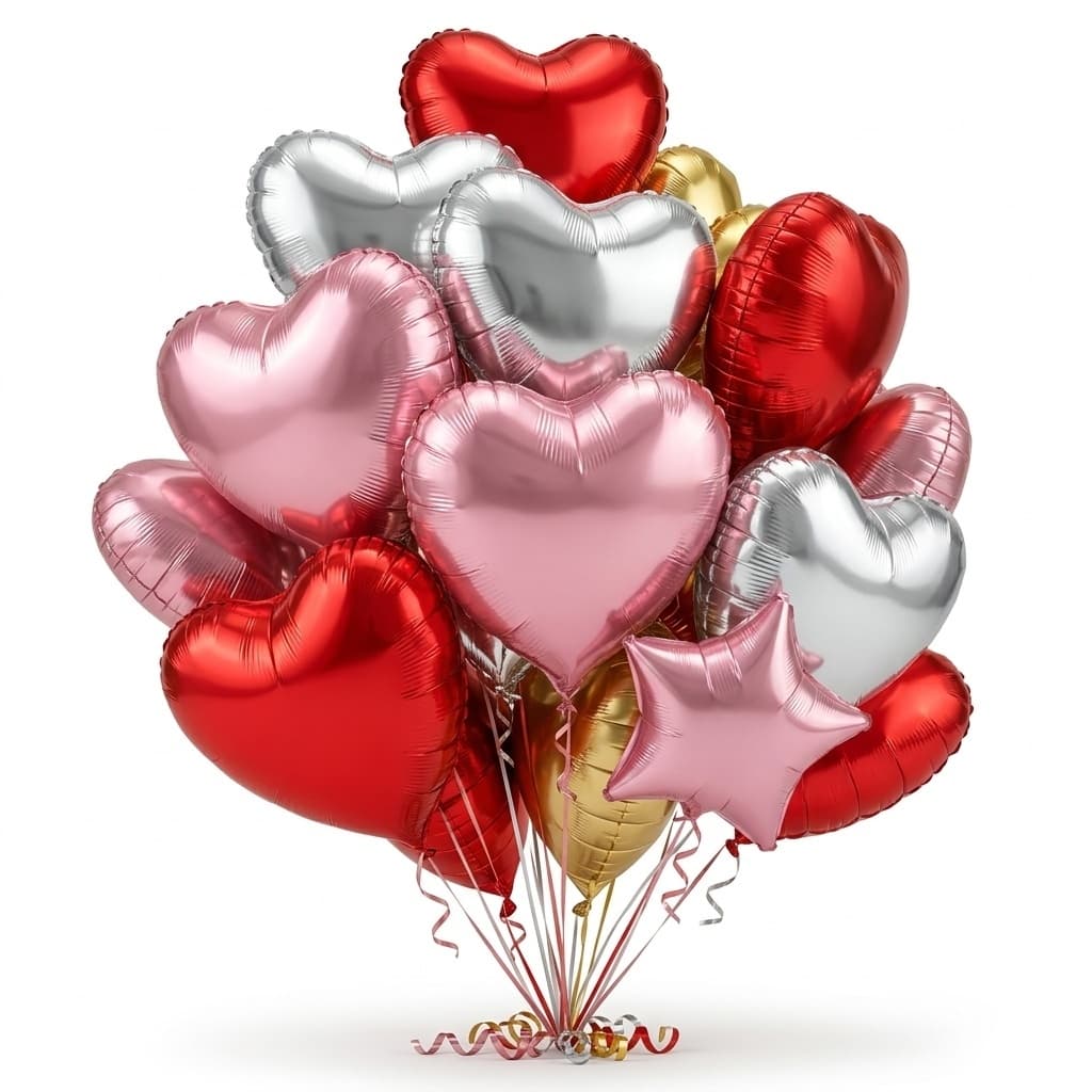 50 Unid Balão Coração Metalizado 45cm 18" Polegadas Cores Dia Pais Namorados Decoração Painel Amor