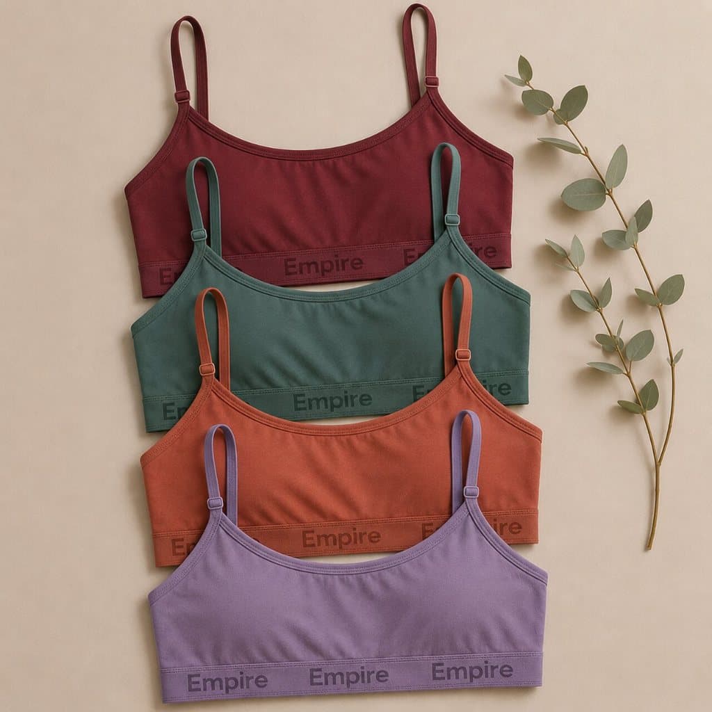 Kit 4 Top Feminino Forrado de Algodão Sutiã Sem Bojo Top Fitness Adulto Juvenil