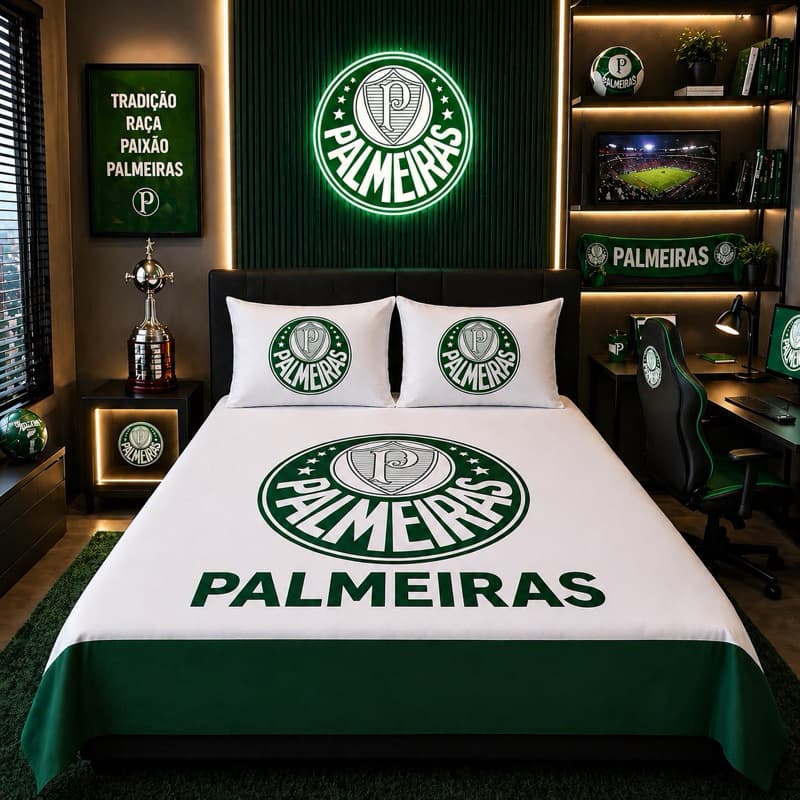 Lençol Casal Estampado Tema Palmeiras com 2 Fronhas Microfibra Macia 2,20 x 2,40 m