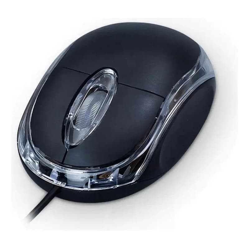 Mouse USB Óptico 1000 dpi com LED Mini Preto com Fio Notebook Computador