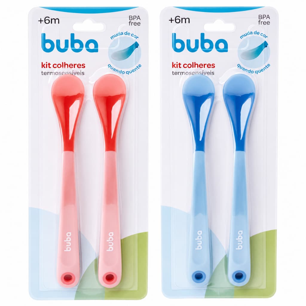 Kit 2 Colheres Termossensíveis Muda de Cor Com Calor Buba